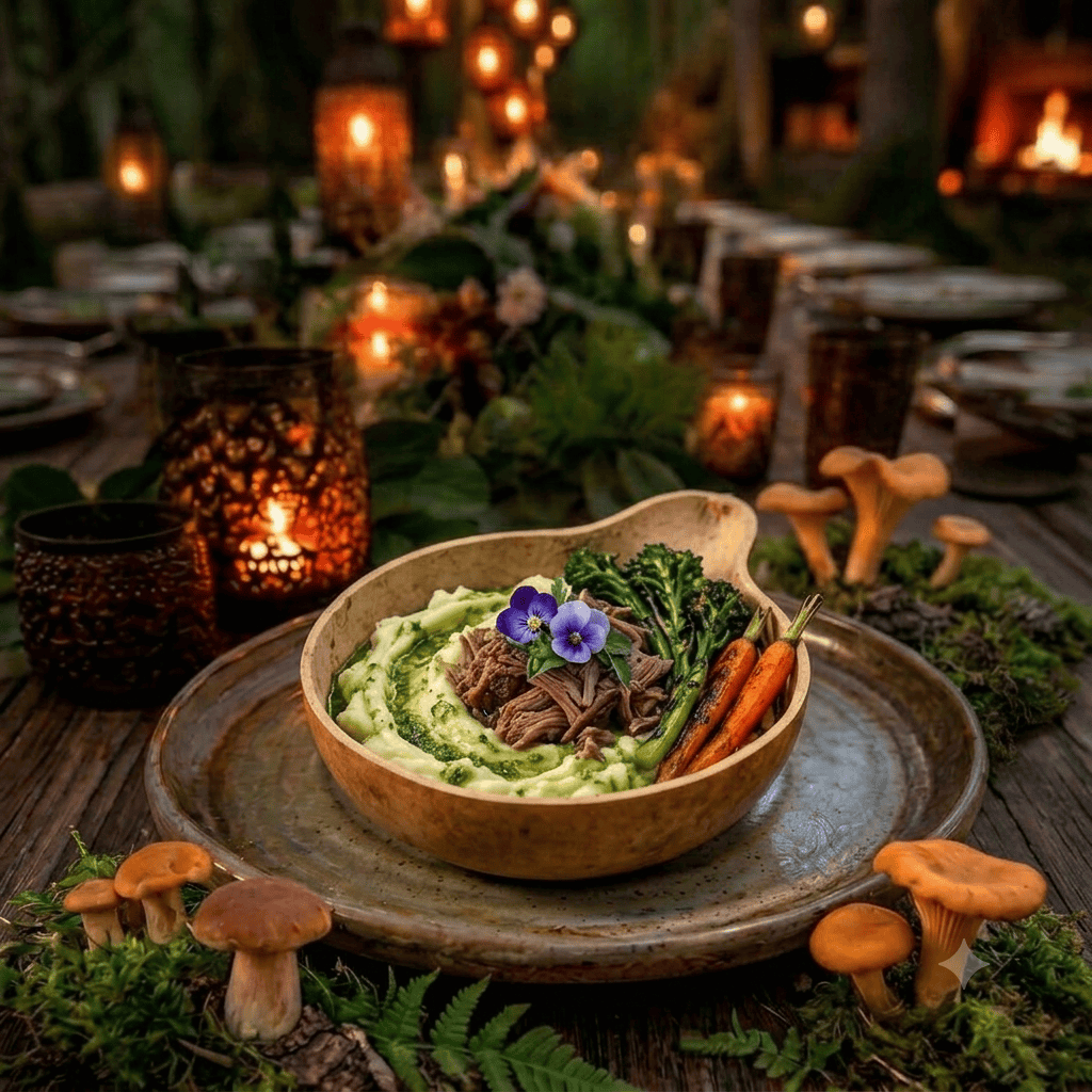 Succulent, slow-braised lamb served over a bed of ultra-creamy pesto mashed potatoes, accompanied by fire-grilled seasonal vegetables.